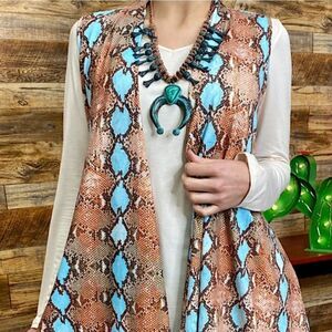 Blue Turquoise Snake Print Vest
